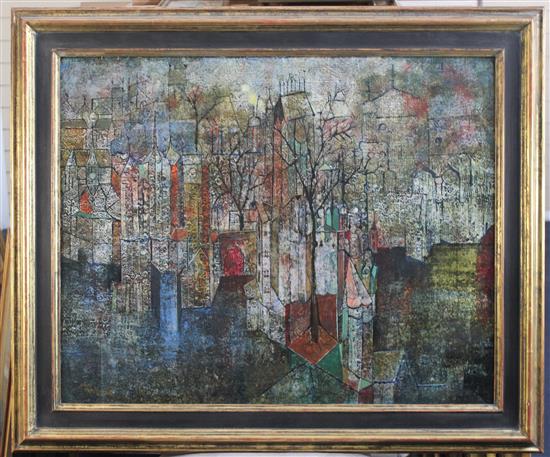 Sadanand Bakre (1920-2007) Cityscape, 24 x 30in.